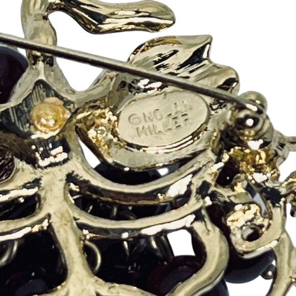 Nolan Miller Gold Tone Rhinestone And Grape Cluster Brooch (5964) - Picture 10 of 10